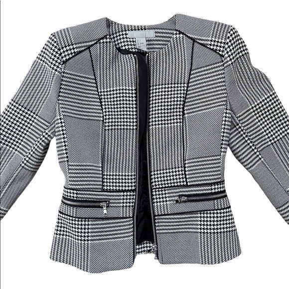 H&M full zip houndstooth blazer jacket 4 - Picture 3 of 7